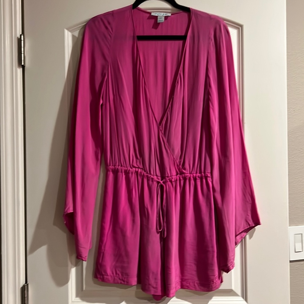 Charlie Jade hot pink silk romper. Size small/petite
